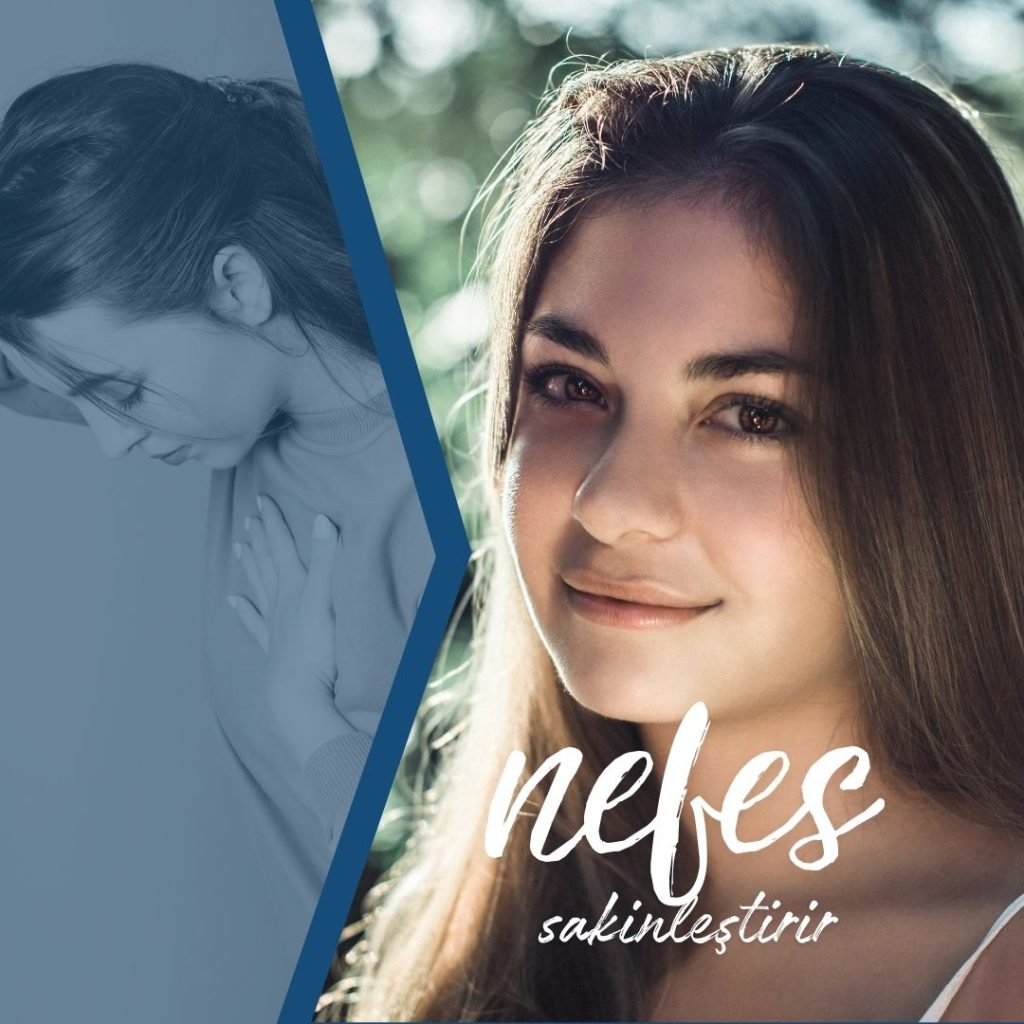 Stresli ve sakin hâlleri karşılaştıran görsel, nefesin panik atak anlarında yatıştırıcı etkisini vurgular.